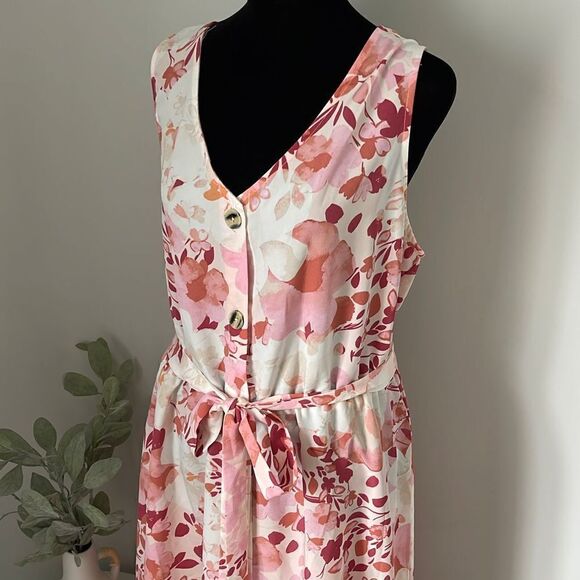 LUXOLOGY Floral‎ Dress. High-Low. Pink Floral. Size XL - Picture 7 of 12